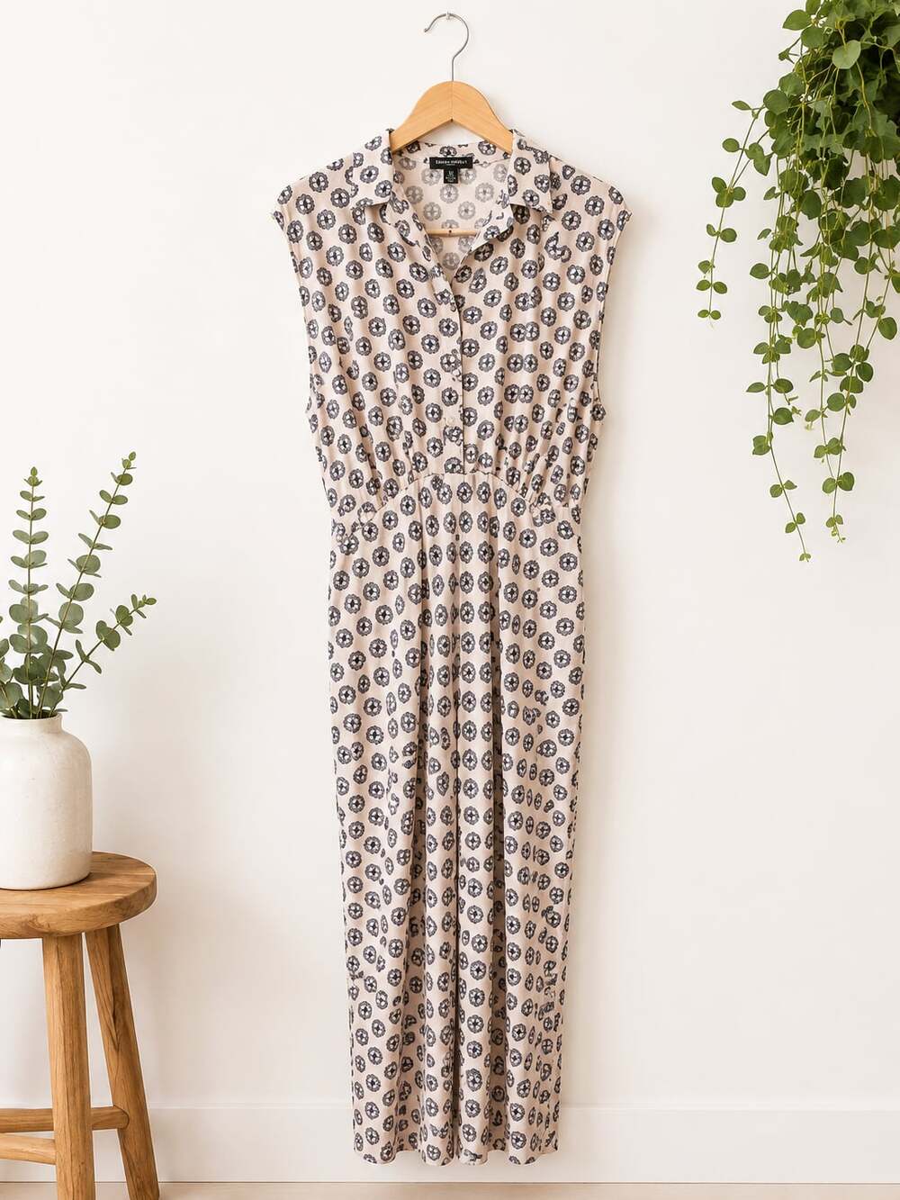 Express Portofino Dress Sleeveless Geometric Print Midi Shirt Dress Size M